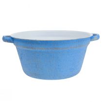 položky Dekoratívna miska kvetináč modrý kovový deko ošúchaný Ø21cm V10,5cm