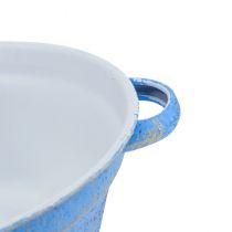 položky Dekoratívna miska kvetináč modrý kovový deko ošúchaný Ø21cm V10,5cm