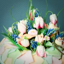 položky Šachovnicové kvety Fritillaria umelá biela, zelená 40cm 12 ks