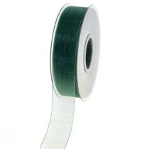 položky Organzová stuha zelená darčeková stuha tkaný okraj jedľová zelená 25mm 50m