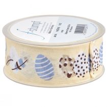 položky Darčeková stuha Veľkonočná ozdobná stuha Kraslice krémová 40mm 20m