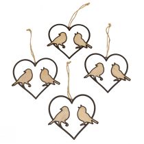 položky Závesná dekorácia srdce s vtáčikmi dekorácia na zavesenie 12cm 4ks