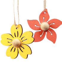 položky Drevená kvetinová dekorácia na zavesenie drevená letná dekorácia žltá 4,5cm 24ks