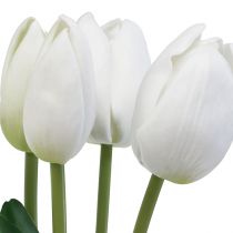položky Biele tulipány Dekorácia Real Touch Umelé kvety jar 49cm 5 ks