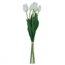 položky Biele tulipány Dekorácia Real Touch Umelé kvety jar 49cm 5 ks