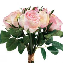 Umelé ruže Ružová krémová Dekorácia Umelé ruže 29cm 12ks