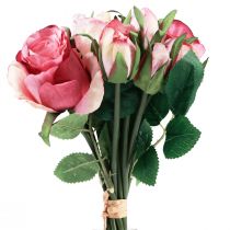 položky Umelé ruže Ružové Umelé ruže Dekoračná kytica 29cm 12ks
