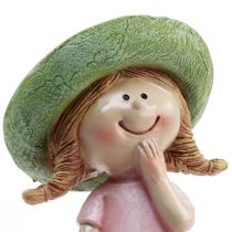položky Ozdobné figúrky dievča s klobúkom ružová zelená 6,5x5,5x14,5cm 2ks