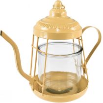 položky Svietnik na čajovú sviečku sklenený lampáš čajník oranžový Ø15cm V26cm