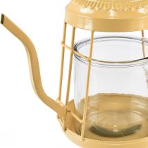 položky Svietnik na čajovú sviečku sklenený lampáš čajník oranžový Ø15cm V26cm