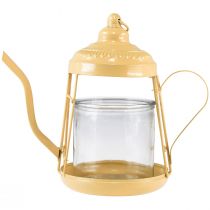 položky Svietnik na čajovú sviečku sklenený lampáš čajník oranžový Ø15cm V26cm