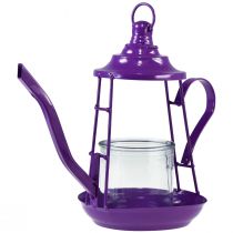 položky Svietnik na čajovú sviečku sklenený lampáš čajník fialový Ø13cm V22cm