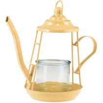 položky Svietnik na čajovú sviečku sklenený lampáš čajník oranžový Ø13cm 22cm
