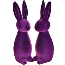 položky Veľkonočný zajačik flockovaný ozdobné figúrky Veľkonočný fialový 8x10x29cm 2ks