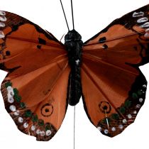 položky Ozdobné motýliky na drôtených pierkach zelená ružová oranžová 6,5×10cm 12ks