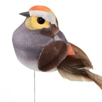 položky Vtáčik z peria na drôte ozdobný vtáčik s pierkami sivý 4cm 12ks