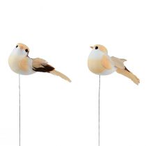 položky Vtáčik pierko na drôte, ozdobný vtáčik s pierkami oranžovohnedý 4cm 12ks