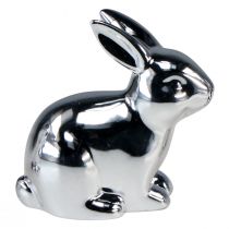 položky Veľkonočné zajačiky keramické sediace kovový vzhľad strieborné 5,5cm 6ks