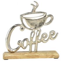 položky Metal Deco Coffee Silver Wood Base Natural 17,5x5x18cm