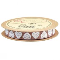 položky Darčeková stuha srdiečka ozdobná stuha víno červená hnedá 15mm 15m