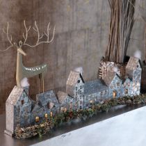 Článok Dekoratívny rad domčekov s držiakmi na čajové sviečky, adventná dekorácia, 68 cm