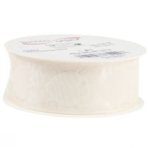 položky Organzová stuha krémová ozdobná stuha srdiečka 40mm 15m