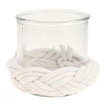 položky Lucerna sklenená makramé biela pletená Ø13cm V10cm