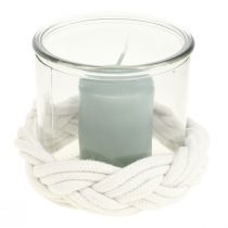 položky Lucerna sklenená makramé biela pletená Ø13cm V10cm