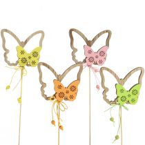 položky Kvetinová zátka motýľ dekoračná zátka drevená 8,5x7cm 12 kusov