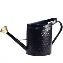 položky Dekoratívna krhlica, kovová, vintage modro-zlatá kockovaná, retro dizajn, na vnútorné použitie, do záhrady alebo na balkón, 65 cm