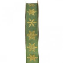 položky Stuha vianočná vločka zelená, žltá 25mm 15m
