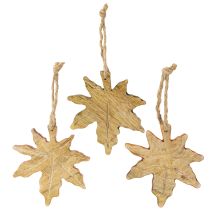 položky Drevená dekorácia z javorového listu, jesenná zelená, červenohnedá, V10cm, 6 kusov