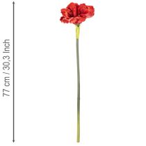 položky Umelý kvet amarylis, červený, dlhá stonka, do vázy a aranžmánu, 77 cm