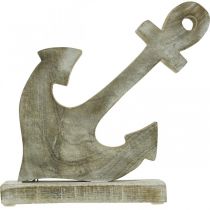 položky Kotva z dreva, ozdobná kotva, shabby chic, biela, prírodná, 22 cm