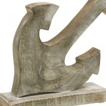 Článok Kotva z dreva, ozdobná kotva, shabby chic, biela, prírodná, 22 cm