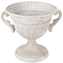 položky Starožitná trofej s rúčkami kovová dekorácia vintage šedá biela V18cm