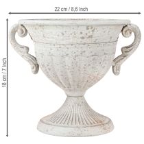 Článok Starožitná trofej s rúčkami kovová dekorácia vintage šedá biela V18cm