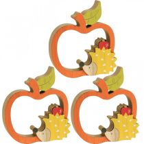 položky Dekoračná figúrka jeseň, jablko s ježkom, drevená dekorácia 16,5×15cm 3ks