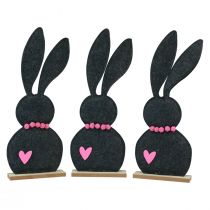 položky Stolová dekorácia Veľkonočná dekorácia zajačika filc čierny so srdiečkom 45cm 3ks