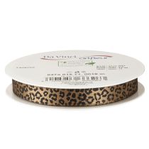 Článok Hodvábna stuha s leopardím vzorom, hnedá a čierna, 15 mm, 18 m