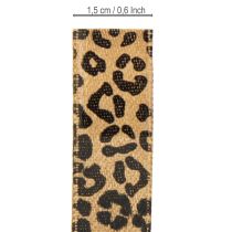 Článok Hodvábna stuha s leopardím vzorom, hnedá a čierna, 15 mm, 18 m