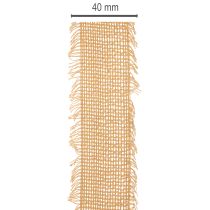 Článok Dekoračná bavlnená stuha, rustikálny štýl, so strapcami, 40 mm, 30 m