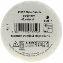 Článok PURE Nature Safe Candle stĺpová sviečka stearín, repkový vosk 90/60mm biela 1 ks