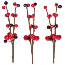 Článok Umelý konár s červenými bobuľami, 15 cm, 6 kusov