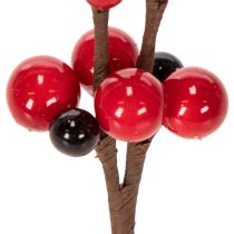 Článok Umelý konár s červenými bobuľami, 15 cm, 6 kusov