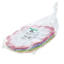 položky Papierové manžety v batikovanom štýle biedermeier, Ø17cm, 25 kusov, rôzne farby, na kvetinové aranžmány