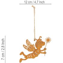 položky Závesná dekorácia včely, hrdzavý kov, letná dekorácia, 12 cm, 6 kusov