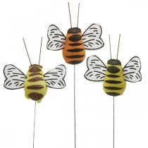 položky Včela na drôte, kvetinové zátky, deko včielky, jarná oranžová, žltá Š4,5cm 24ks