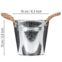 Článok Lesklé kovové vedro s lanovými rúčkami, Ø16 cm
