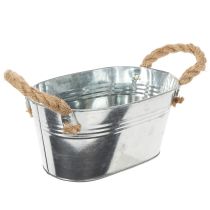 položky Kovová miska s lanovými rúčkami, strieborná, výška 22 cm, výška 10 cm